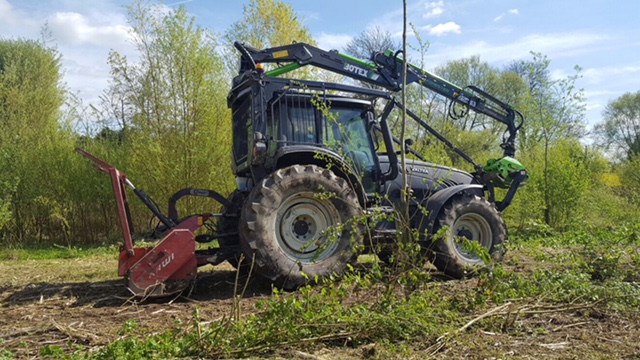 Forestry mulcher and Valtra at Betchworth 